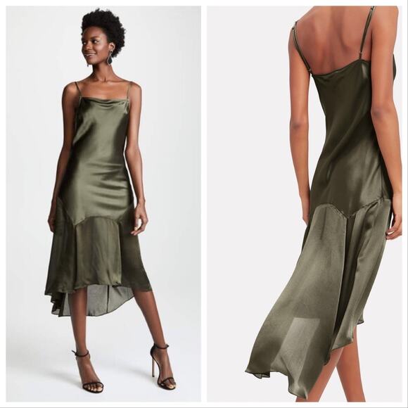 Fleur du mal teardrop slip dress color dark army - Picture 2 of 13